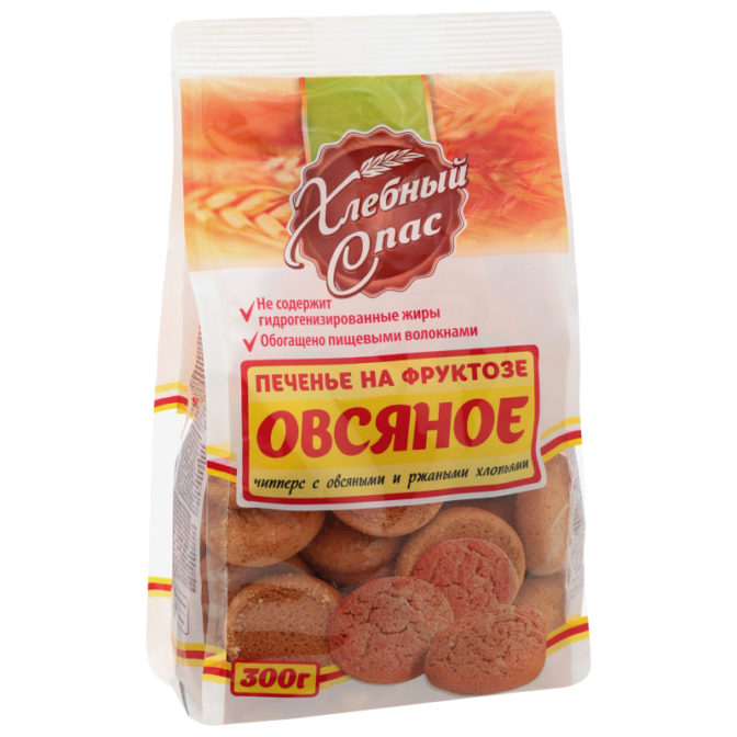 Печенье Хлебный Спас Овсяное на фруктозе, 300 г