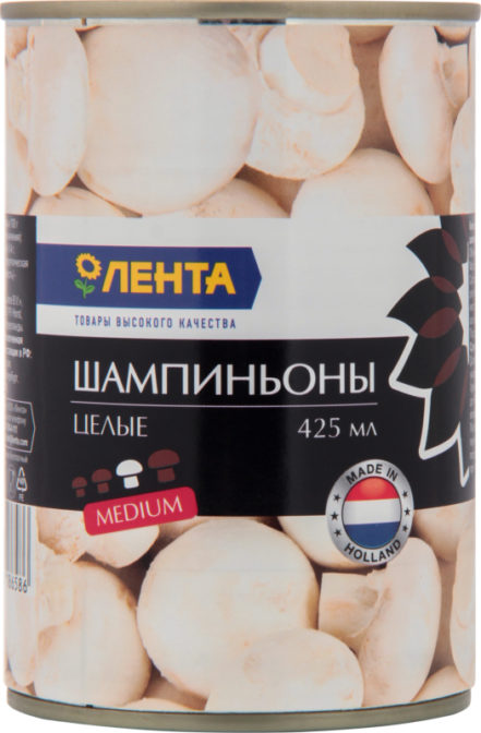 Консервы грибные Лента Шампиньоны целые, 425 мл