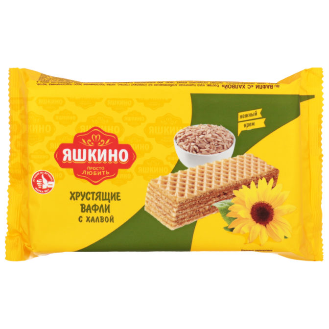 Вафли Яшкино хрустящие с халвой, 200 г