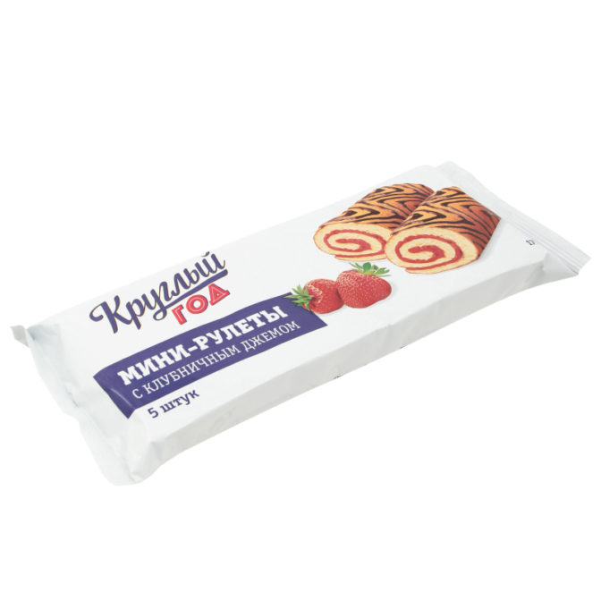 Рулеты Круглый год Мини с клубничным джемом, 175 г