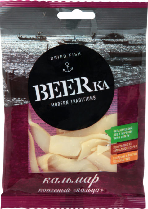 Кальмар Beerka копченый кольца, 18 г