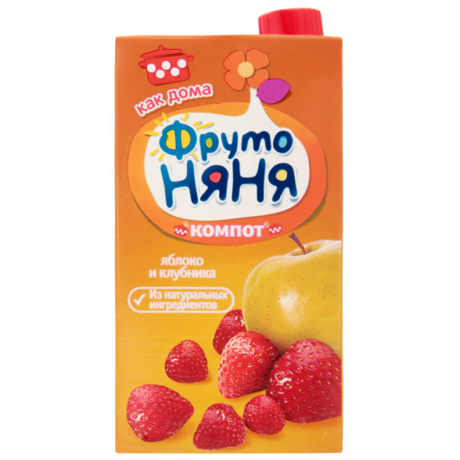 Компот ФрутоНяня Яблоко-Клубника, 500 мл