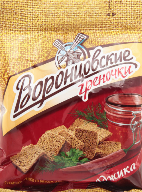 Сухарики-гренки ржано-пшеничные со вкусом аджики Воронцовские м/у 60г