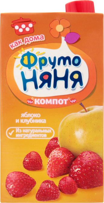 Компот ФрутоНяня Яблоко-Клубника, 500 мл