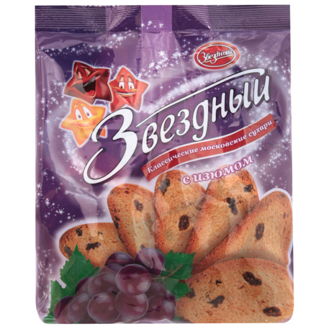 Сухари Звездный с изюмом, 350 г