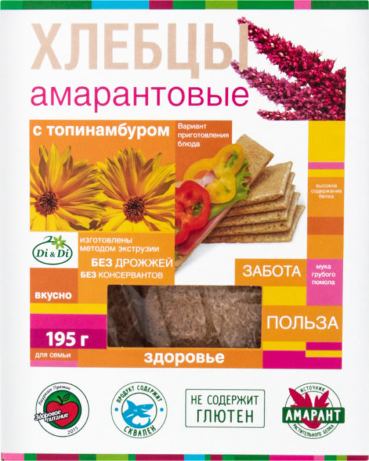 Хлебцы Di&Di амарантовые с топинамбуром,195 г