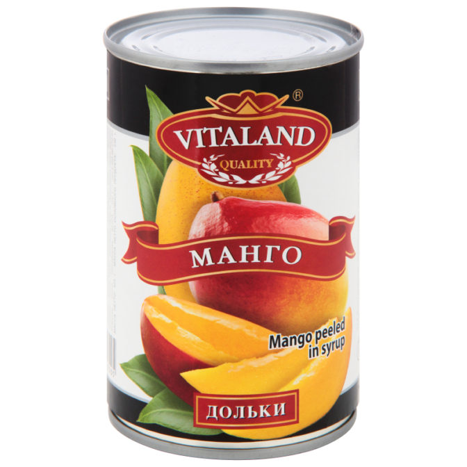 Консервы фруктовые Vitaland Манго дольки в сиропе, 425 мл