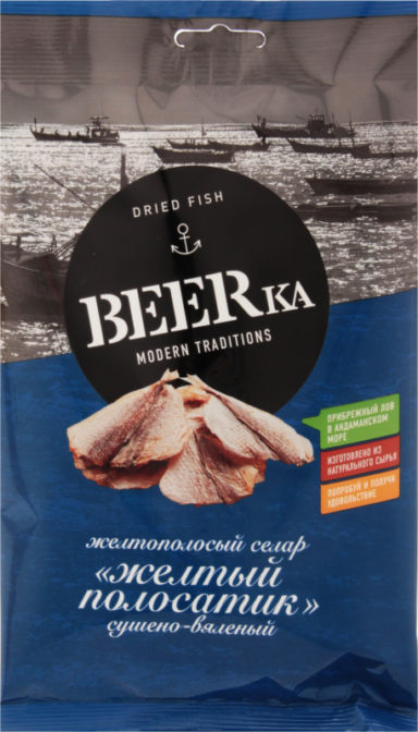 Рыба сушено-вяленая Beerka желтый полосатик, 40 г