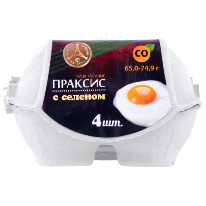 Яйцо Праксис куриное с селеном C0 4шт, упак