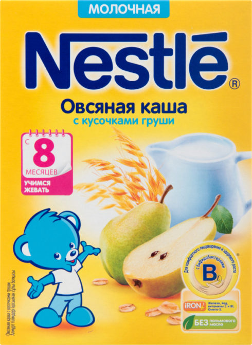Каша для детей Nestle Овсяная молочная с кусочками груши от 8 месяцев, 220 г