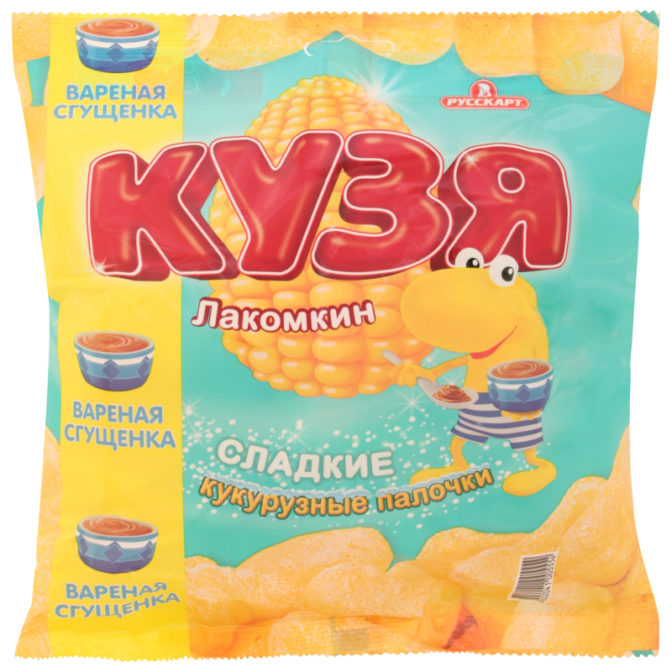 Кукурузные палочки Кузя лакомкин сладкие со вкусом вареной сгущенки, 65 г