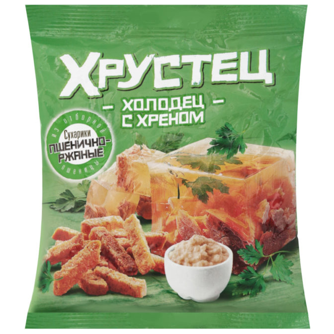 Сухарики Хрустец пшенично-ржаные со вкусом холодца с хреном, 80 г