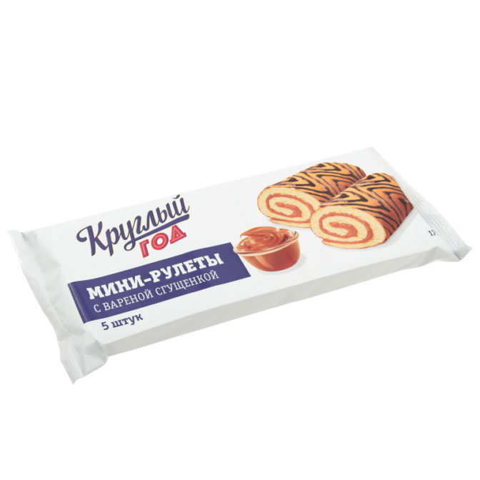 Рулеты Круглый год Мини с вареной сгущенкой, 175 г