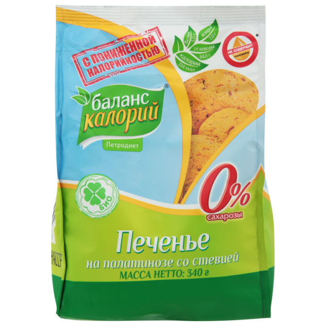 Печенье Петродиет Баланс калорий на палатинозе со стевией, 340 г