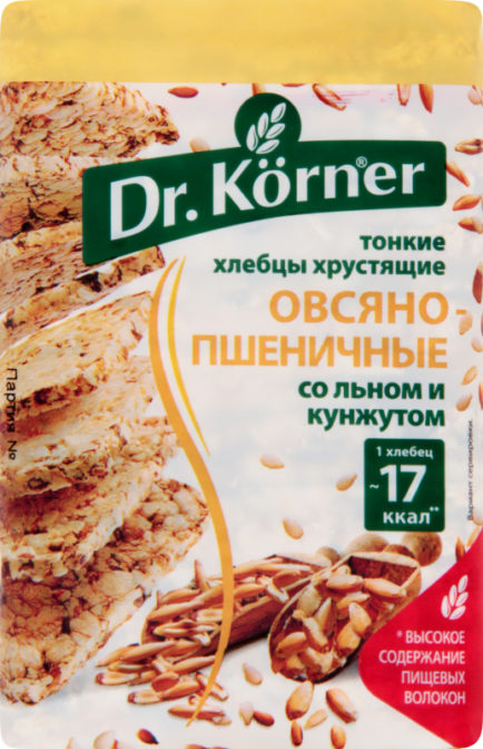 Хлебцы Dr.Korner овсяно-пшеничные со льном и кунжутом, 100 г