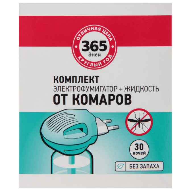 Инсектицид 365 дней Комплект электрофумигатор + жидкость от комаров