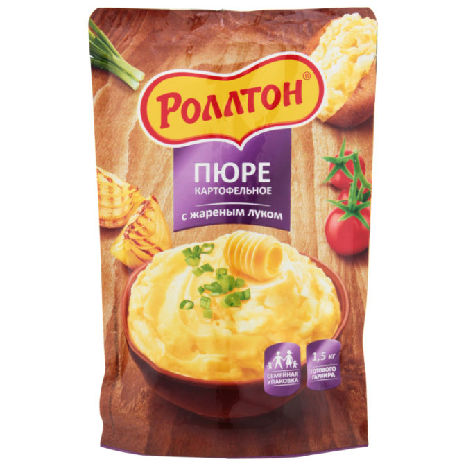 Пюре быстрого приготовления Роллтон картофельное с жареным луком, 240 г