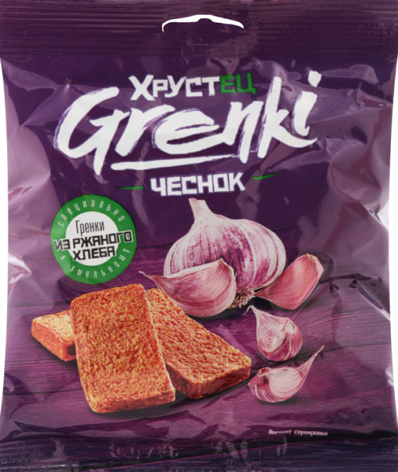 Гренки Хрустец ржаные со вкусом чеснока, 80 г