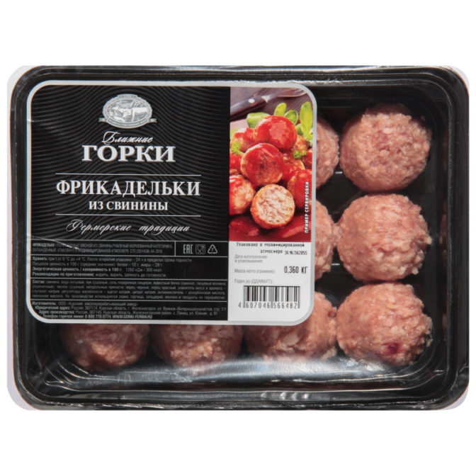 Полуфабрикат мясной Ближние Горки Фрикадельки Фермерские традиции из свинины, 360 г