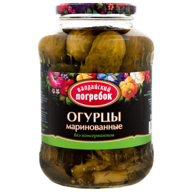 Консервы овощные Валдайский погребок Огурцы маринованные, 1.45 кг