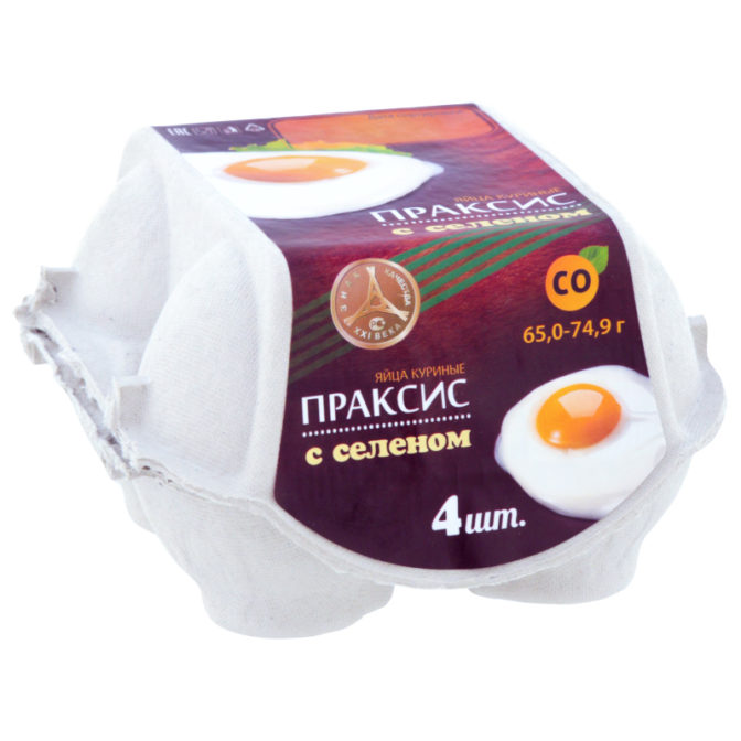 Яйцо Праксис куриное с селеном C0 4шт, упак