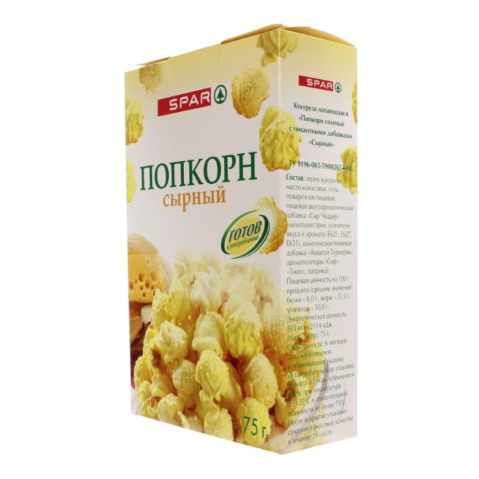 Попкорн сырный SPAR к/у 75г