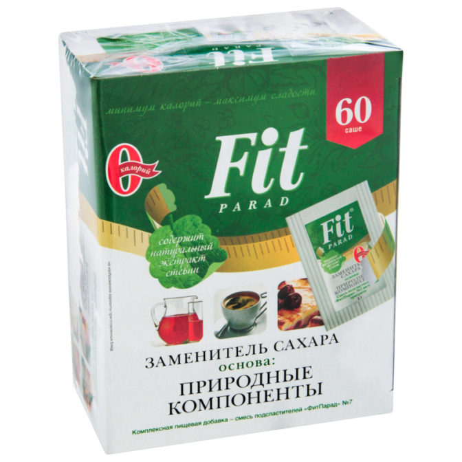 Заменитель сахара FitParad Природные компоненты 60пак, упак