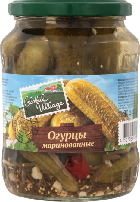 Огурцы Global Village маринованные целые, 680 г