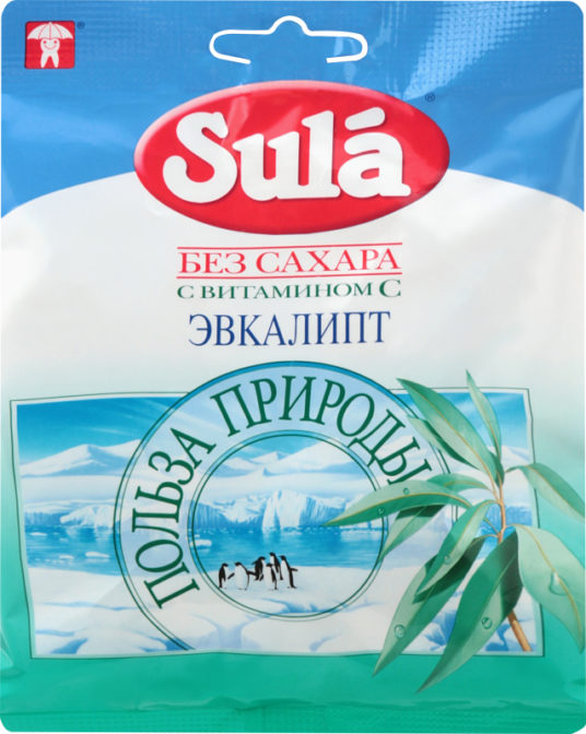 Карамель Sula Эвкалипт леденцовая без сахара с витамином С, 60 г
