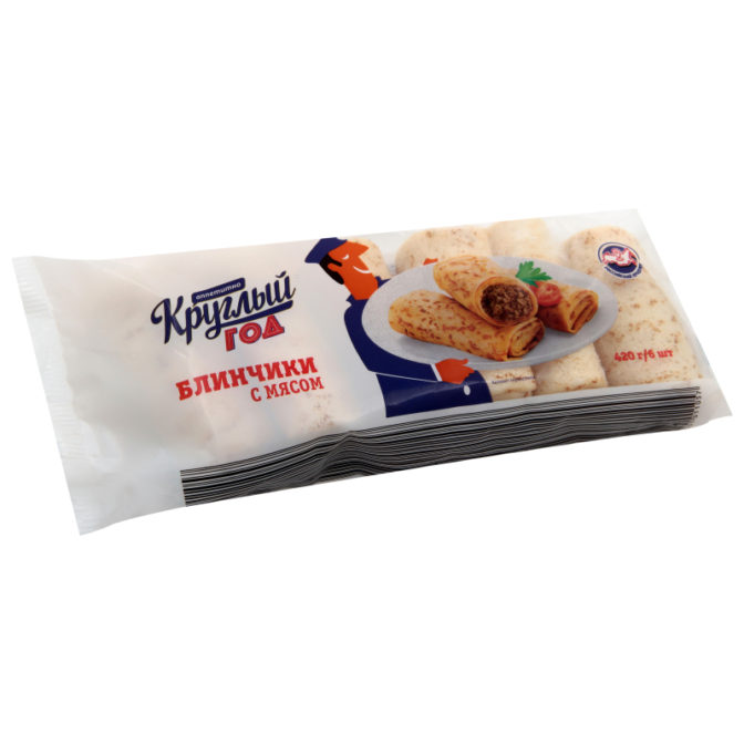 Полуфабрикат Круглый год Аппетитно Блинчики с мясом замороженные, 420 г