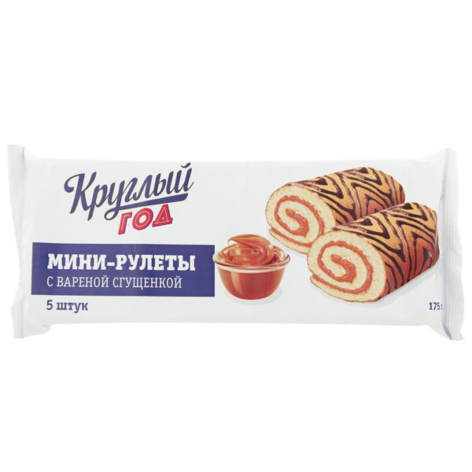 Рулеты Круглый год Мини с вареной сгущенкой, 175 г