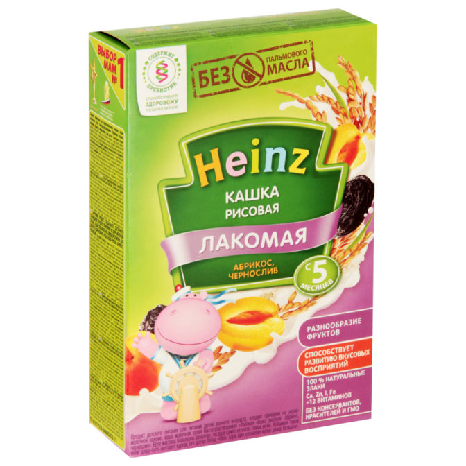 Каша для детей Heinz Лакомая рисовая абрикос-чернослив от 5 месяцев, 200 г