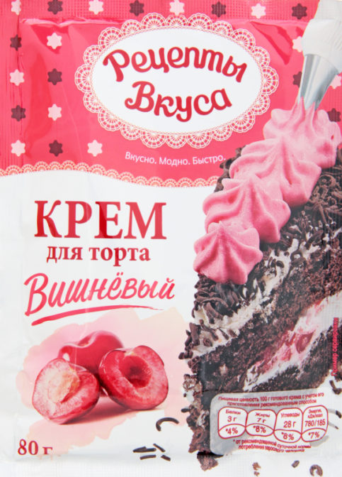 Крем Рецепты Вкуса для торта Вишневый 80г