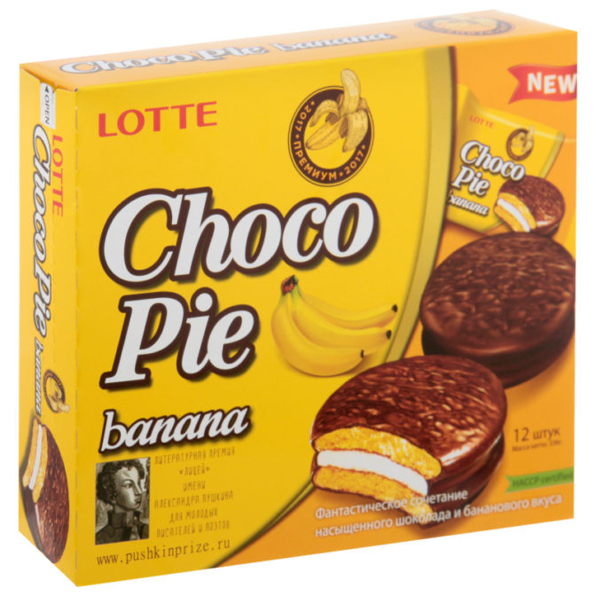Пирожное Lotte Choco Pie banana 12шт, упак