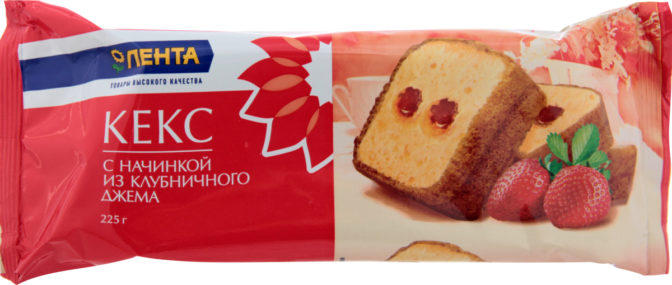 Кекс Лента С начинкой из клубничного джема, 225 г