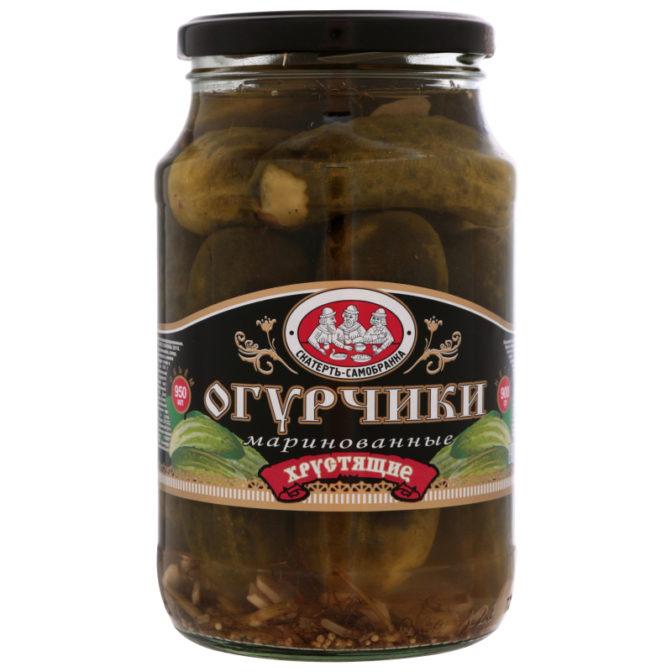 Консервы овощные Скатерть-самобранка Огурчики хрустящие маринованные, 900 г