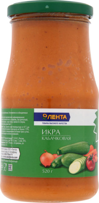 Консервы овощные Лента Икра кабачковая, 520 г