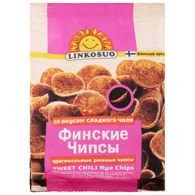 Чипсы Linkosuo финские ржаные со вкусом сладкого чили, 120 г