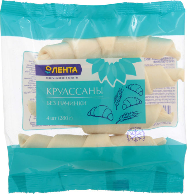 Полуфабрикаты хлебобулочные Лента Круассаны без начинки замороженные 4iшт, 280 г