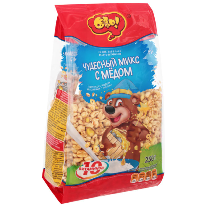 Готовый завтрак Ого! Чудесный микс с медом, 250 г