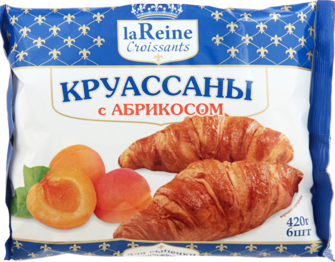 Полуфабрикаты хлебобулочные la Reine Круассаны с абрикосом замороженные 6шт, 420 г