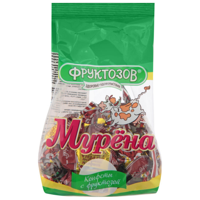 Конфеты Фруктозов Мурёна с какао в глазури с фруктозой, 185 г