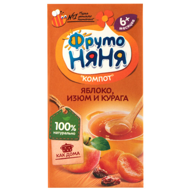 Компот для детей от 6мес Яблоко, изюм и курага ФрутоНяня т/п 0.2л