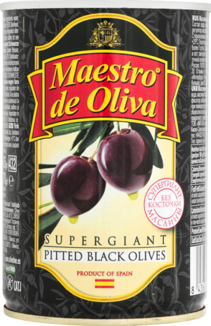 Маслины Maestro de Oliva Супергигант маринованные без косточки, 425 г