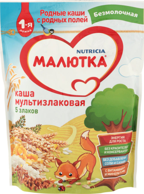 Каша для детей Nutricia Малютка мультизлаковая безмолочная сухая от 6 месяцев, 200 г