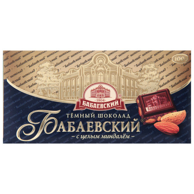 Шоколад Бабаевский темный с целым миндалем, 100 г