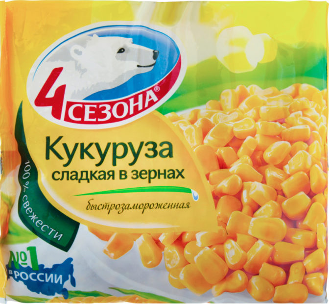 Кукуруза 4 Сезона сладкая в зернах быстрозамороженная, 400 г