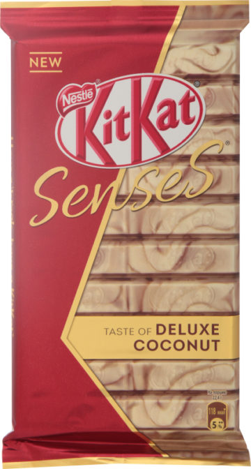 Шоколад Nestle Kit Kat Senses Deluxe Coconut белый с кокосом и молочный с миндалем, 112 г