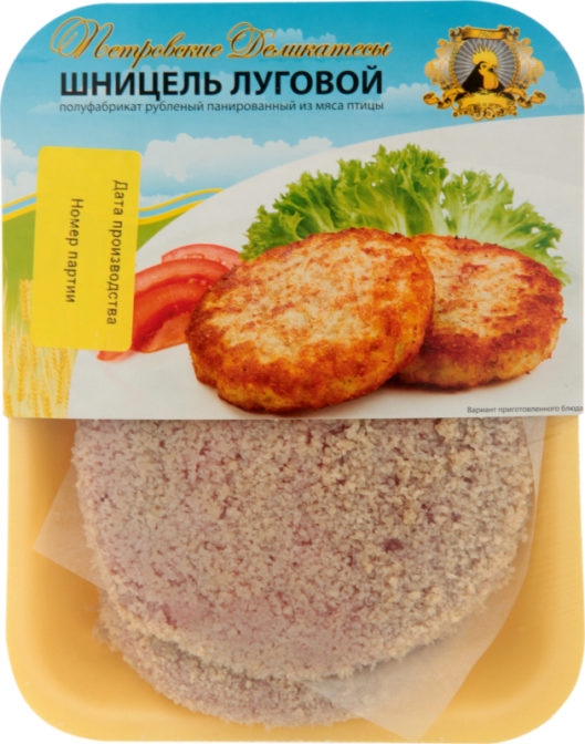 Полуфабрикат мясной Петровские деликатесы Шницель Луговой из мяса птицы, 300 г