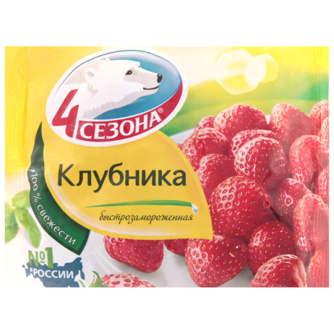 Клубника 4 сезона быстрозамороженная, 300 г
